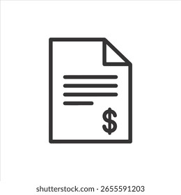 Vektorgrafik eines Dokuments mit einem Dollarzeichen und Textzeilen