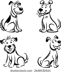 Arte vetorial de um conjunto de cães no chão