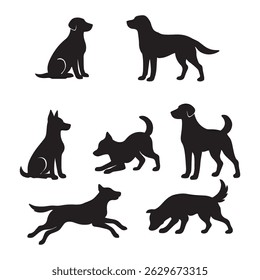 Vector art dog silhouette collection