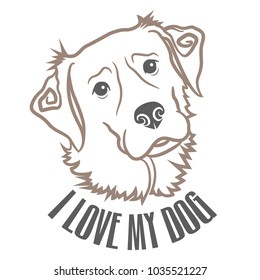 Vector Art Dog and Text in Brown Color