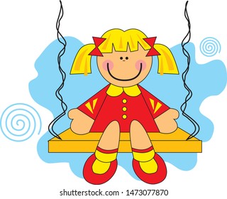 
vector art of a doll sitting on a swing