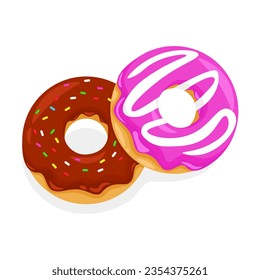 Vector art of donuts, donuts with chocolate cream and strawberries