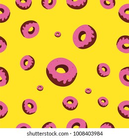 Vector art donuts seamless pattern yellow