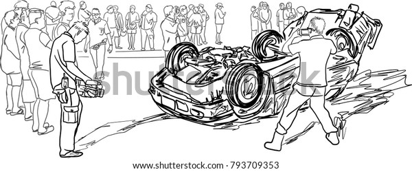 Vector Art Drawing Chaotic Scene Just Stock Vector (Royalty Free ...