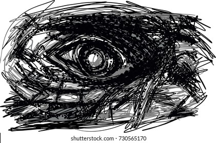Vector art drawing of eye of monster
