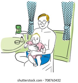 Vector art drawing of Happy Fathers' day. Father love.