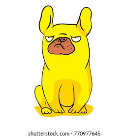 Vector art and drawing illustration with yellow funny dog