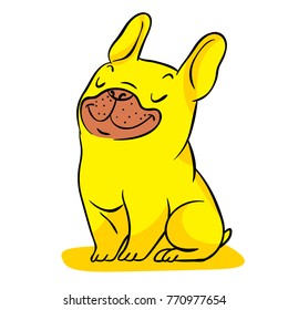 Vector art and drawing illustration with yellow funny dog