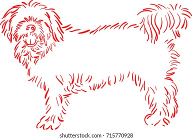 Vector art drawing of long hair dog