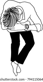 Vector art drawing of Man sleeping on a desk
