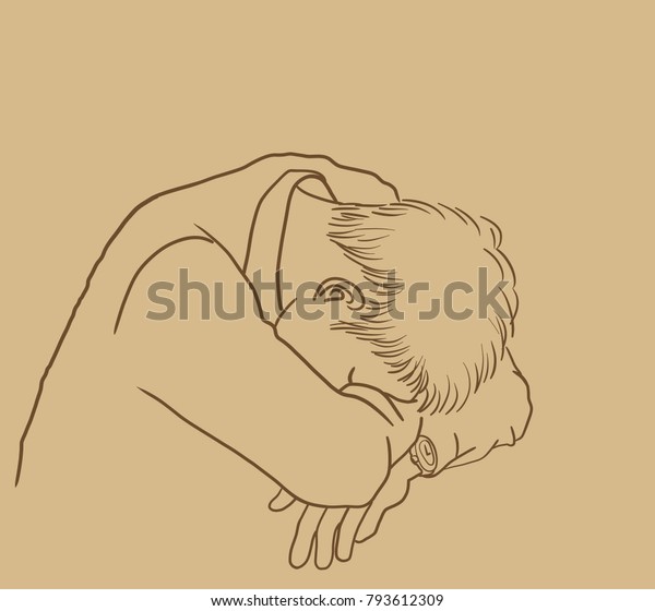 Vector Art Drawing Man Sleeping On Stock Vector Royalty Free