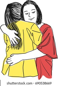 Imágenes, fotos de stock y vectores sobre Mother Hugging Child Sketch