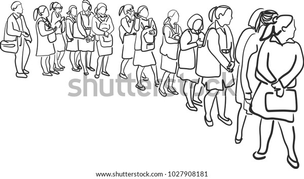 Vector Art Drawing People Standing Line Stock Vector (Royalty Free ...