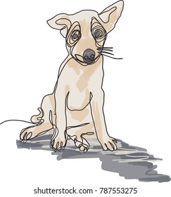 Vector art drawing of Pet sad dog