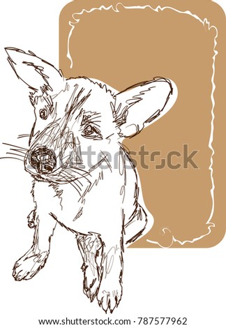 Vector art drawing of Pet sad dog