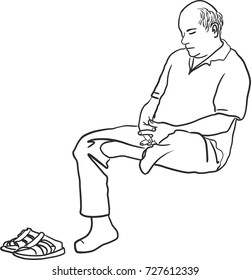 Vector art drawing of Senior man sleeping in a chair