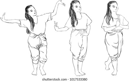 Vector art drawing of Thailand Dancing art, Thai Classical Dance, (Ram thai) is the main dramatic art form of Thailand. Thai dance, like many forms of traditional Asian dance.