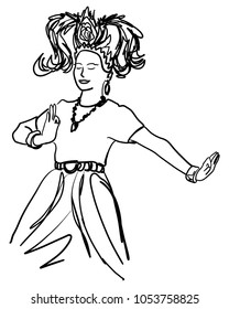 Vector art drawing of Thailand Dancing art, Thai Classical Lopburi Dance of Thailand. Thai dance, like many forms of traditional Asian dance.