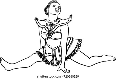 Vector art drawing of  Thailand Dancing art, Thai Classical Dance