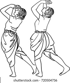 Vector art drawing of Thailand Dancing art, Thai Classical Dance,(Ram thai) is the main dramatic art form of Thailand. Thai dance, like many forms of traditional Asian dance.