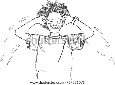 vector art drawing woman crying stock vector royalty free