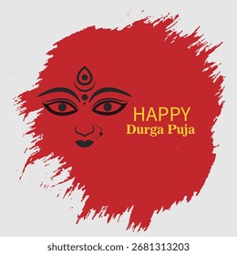 Um design de cartão de puja durga de arte vetorial.