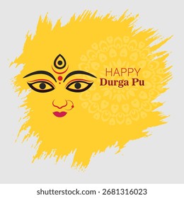 Un diseño de tarjeta de Arte vectorial durga puja
