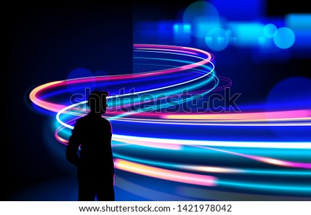 Vector art of dynamic light motion, light trail, high speed effect, traffic motion. light motion effect, slow shutter of traffic. 