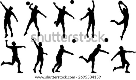 Vector art of dynamic volleyball player silhouettes