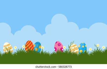 Vector Art Easter Egg On Hill Stock Vector (Royalty Free) 580328773 ...