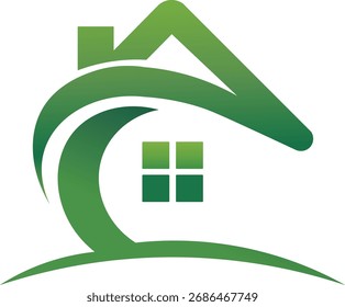 Vektorkunst des umweltfreundlichen Häuserlogos für nachhaltiges Leben