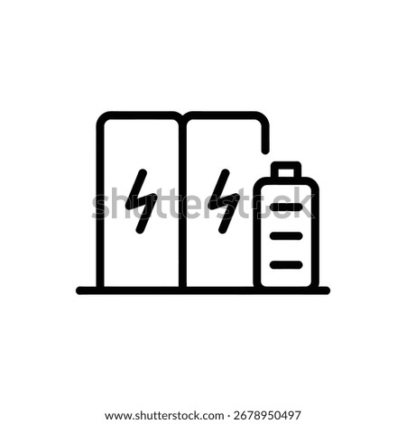 Vector art of electric power station and battery icon line icon vector illustration