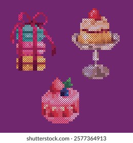 vector art embroidery cute sweets