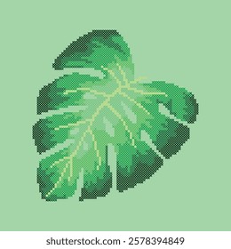 vector art embroidery monstera leaf