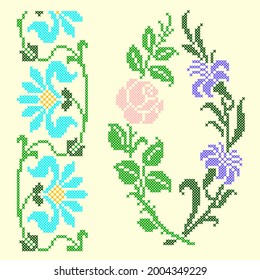 Vector Art Embroidery Ornament And Frame