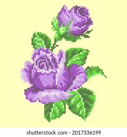 vector art embroidery purple rose