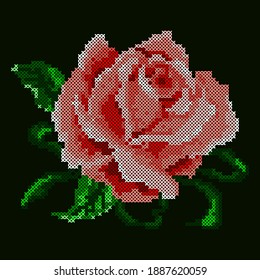 vector art embroidery red rose