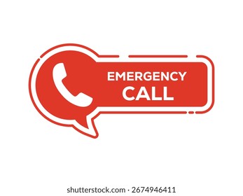 Arte vectorial de la llamada de emergencia con el símbolo del teléfono y el color rojo