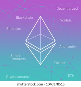 Vector art with ethereum network theme.