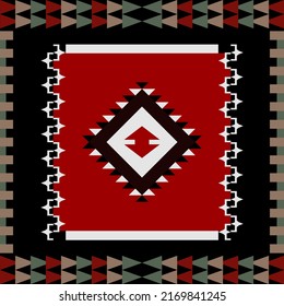 Ornamento étnico de arte vectorial basado en coser cruzado Rusia y Ucrania con elementos rojos. diseño geométrico de patrón de bufanda