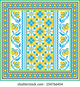 Vector art ethnic ornament with elements of flowers and plants on white background
