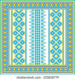 Vector art ethnic ornament with elements of flowers and plants on white background