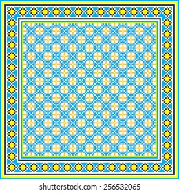 Vector art ethnic ornament with elements of flowers and plants on white background