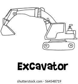 Vector art of excavator hand draw collection