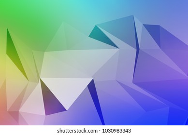 Vector art of faceted 3d crystal colorful shapes, banners. Horizontal crystal banners, faceted colorful.