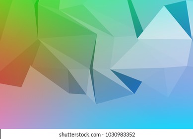 Vector art of faceted 3d crystal colorful shapes, banners. Horizontal crystal banners, faceted colorful.
