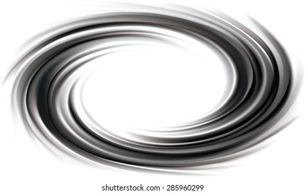 Vector art fancy elegant creative wonderful wavy eddy futuristic luxury ebon aqua backdrop of glossy rippled spraying surface. Closeup view with space for text in glowing center in middle of funnel