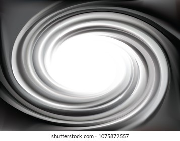 Vector art fancy modern elegant creative wavy eddy luxury ebon aqua backdrop of curvy viscous crude resin surface. Closeup view with space for text in glowing white center in middle of funnel