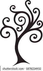 Vector art, fantastic tree. Beautiful shape. Interesting desing for logo or print.