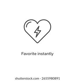 Arte vectorial de ícono favorito al instante con un corazón y un flash